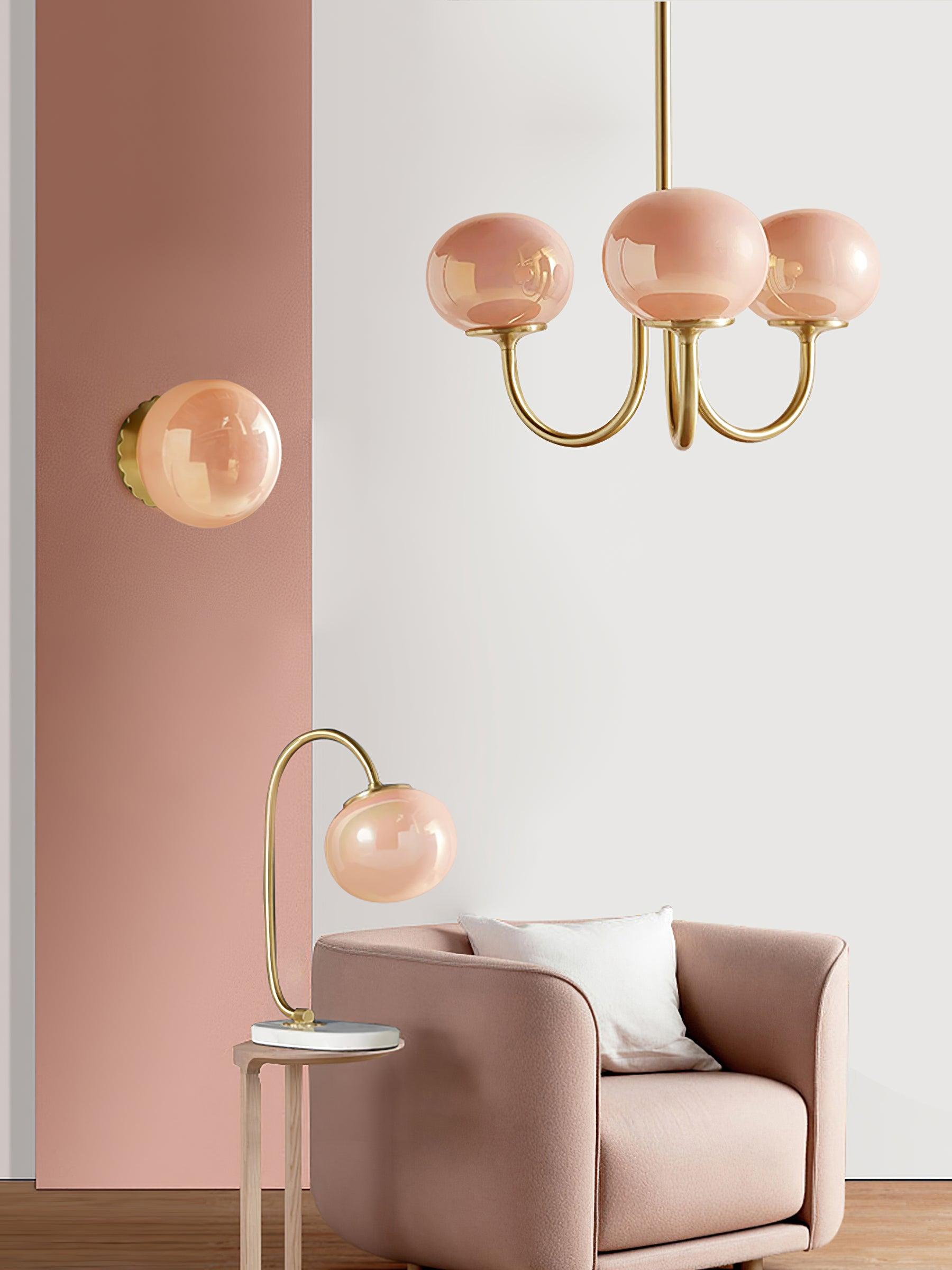 Lustra Chandelier Globe en Verre Rose Doré - Neutralighting