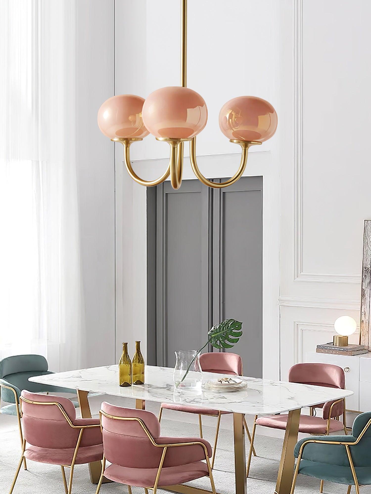 Lustra Chandelier Globe en Verre Rose Doré - Neutralighting