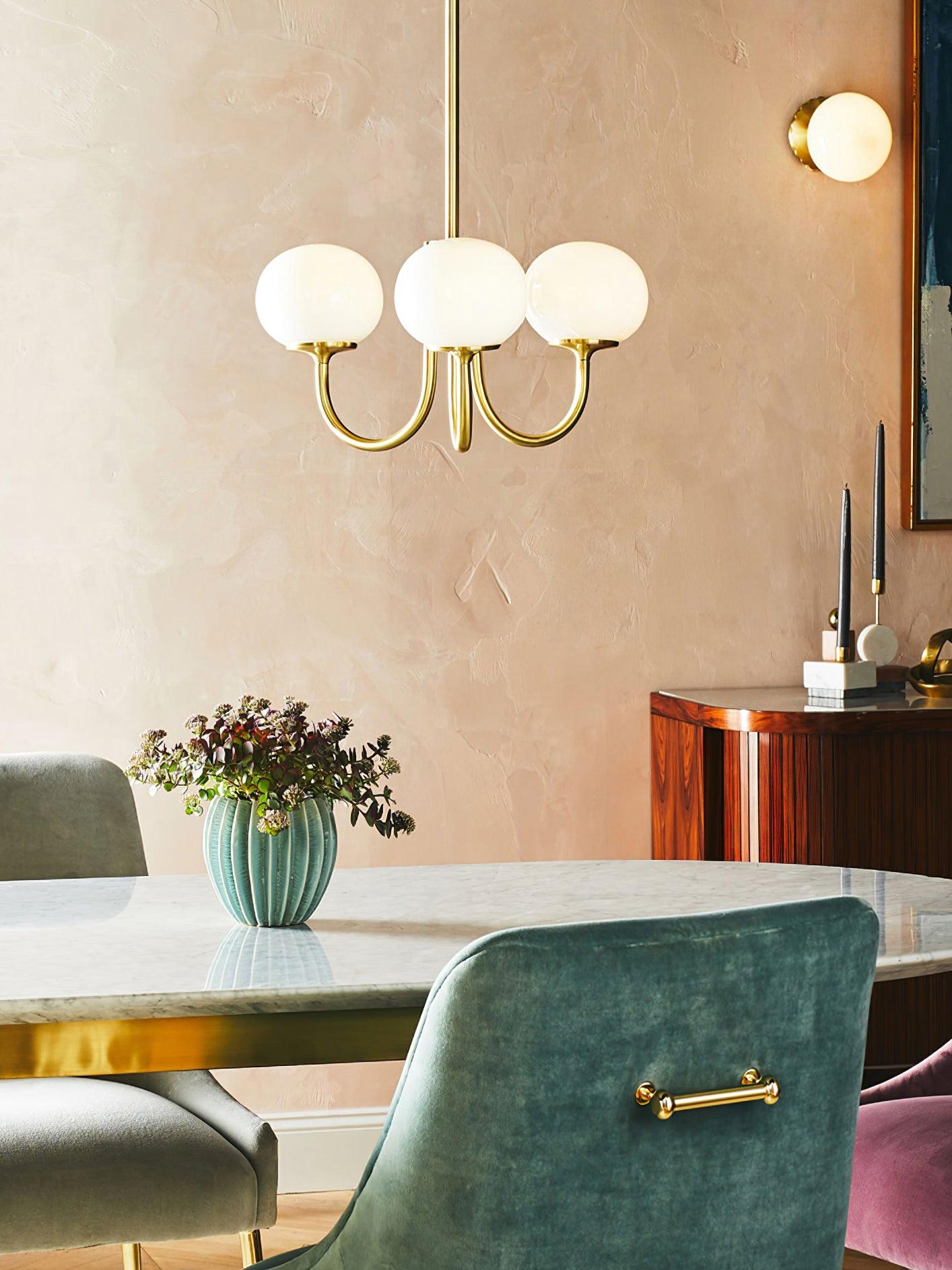 Lustra Chandelier Globe en Verre Rose Doré - Neutralighting