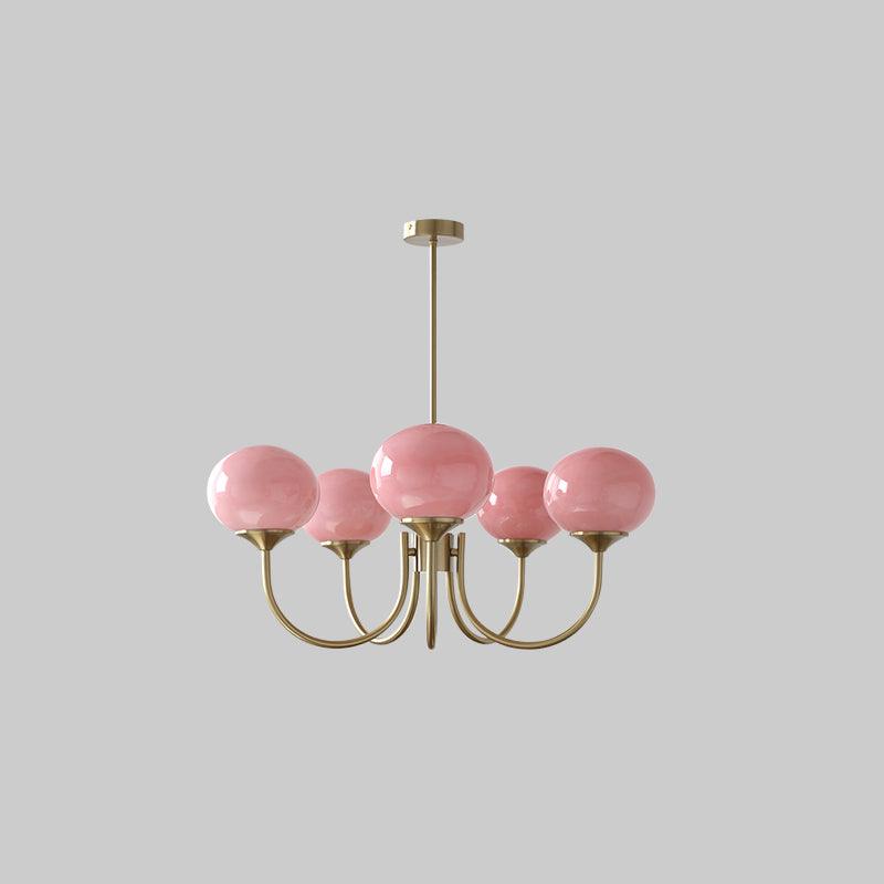 Lustra Chandelier Globe en Verre Rose Doré - Neutralighting