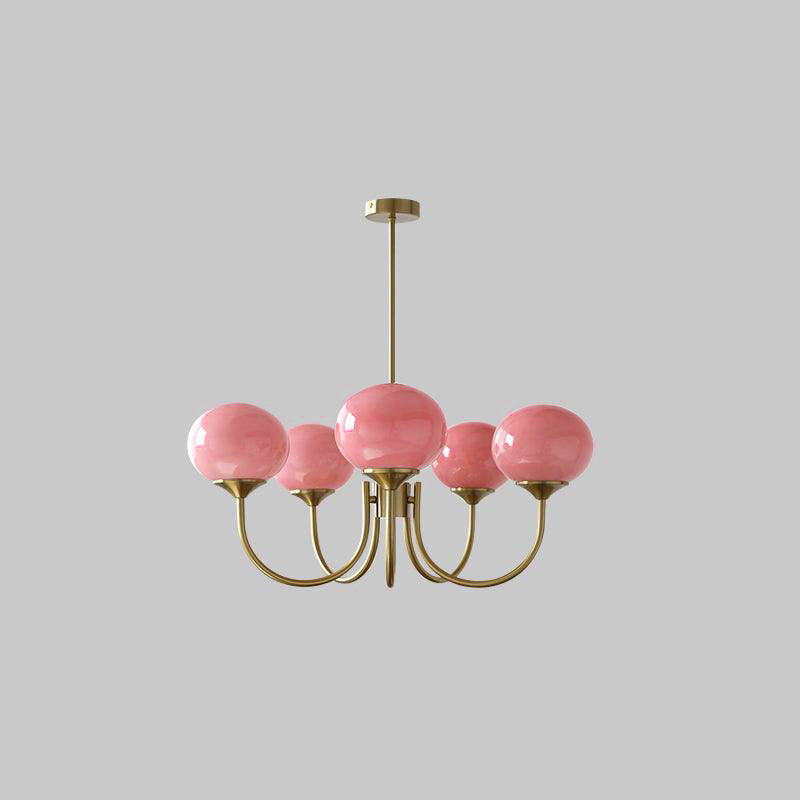 Lustra Chandelier Globe en Verre Rose Doré - Neutralighting