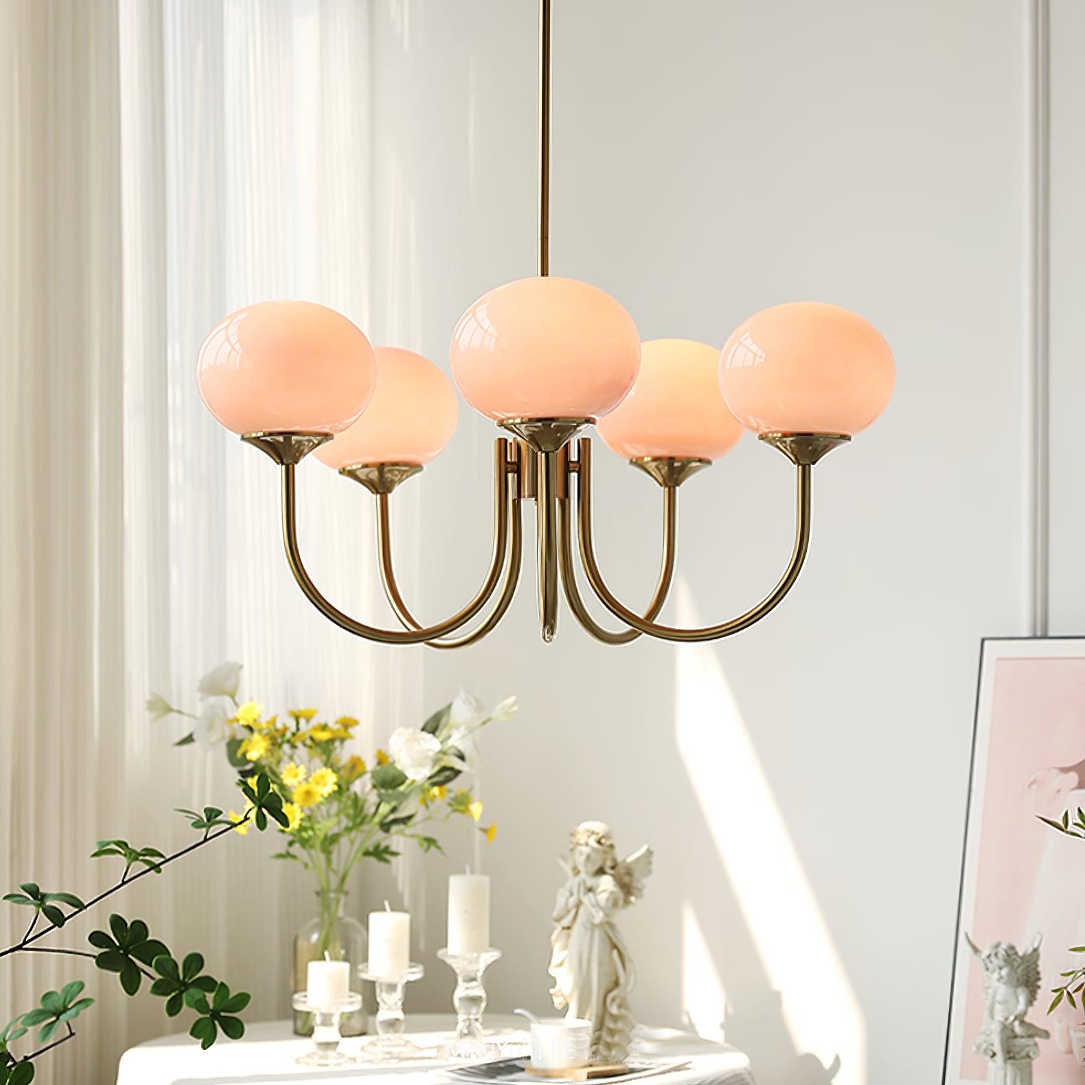 Lustra Chandelier Globe en Verre Rose Doré - Neutralighting