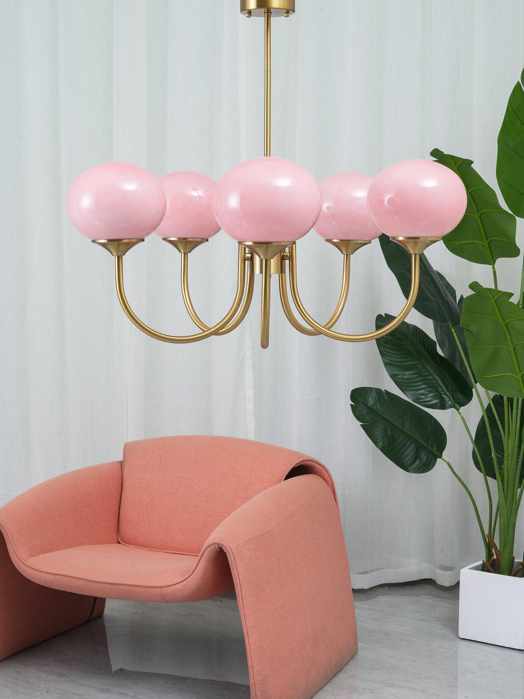 Lustra Chandelier Globe en Verre Rose Doré - Neutralighting