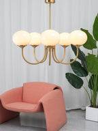 Lustra Chandelier Globe en Verre Rose Doré - Neutralighting