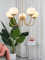 Lustra Chandelier Globe en Verre Rose Doré - Neutralighting