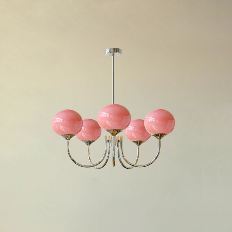 Lustra Chandelier Globe en Verre Rose Doré - Neutralighting