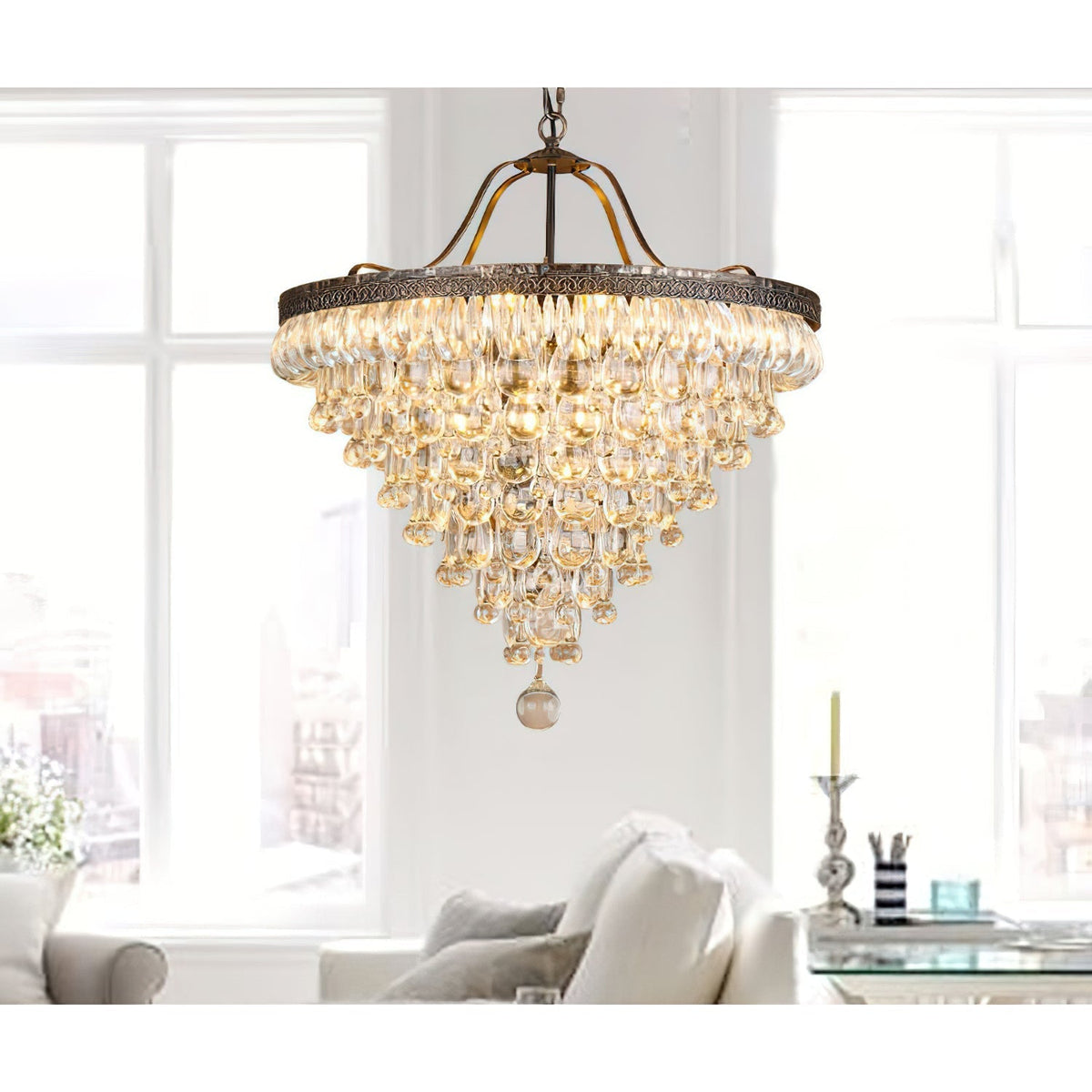 Blink Lustre Unique En Cristal Et Métal En Forme De Pyramide Inversée - Neutralighting