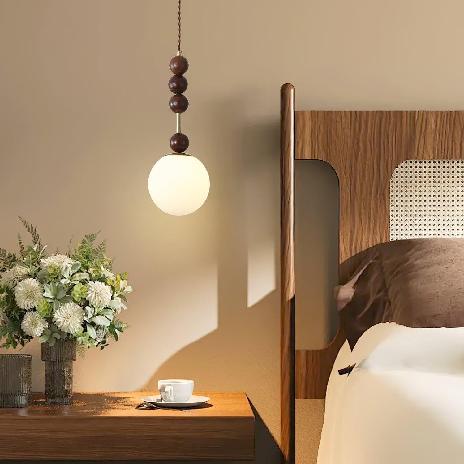 Norn Suspension Verre Perles en Bois - Neutralighting