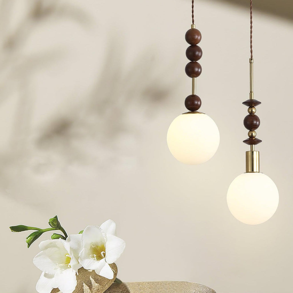 Norn Suspension Verre Perles en Bois - Neutralighting