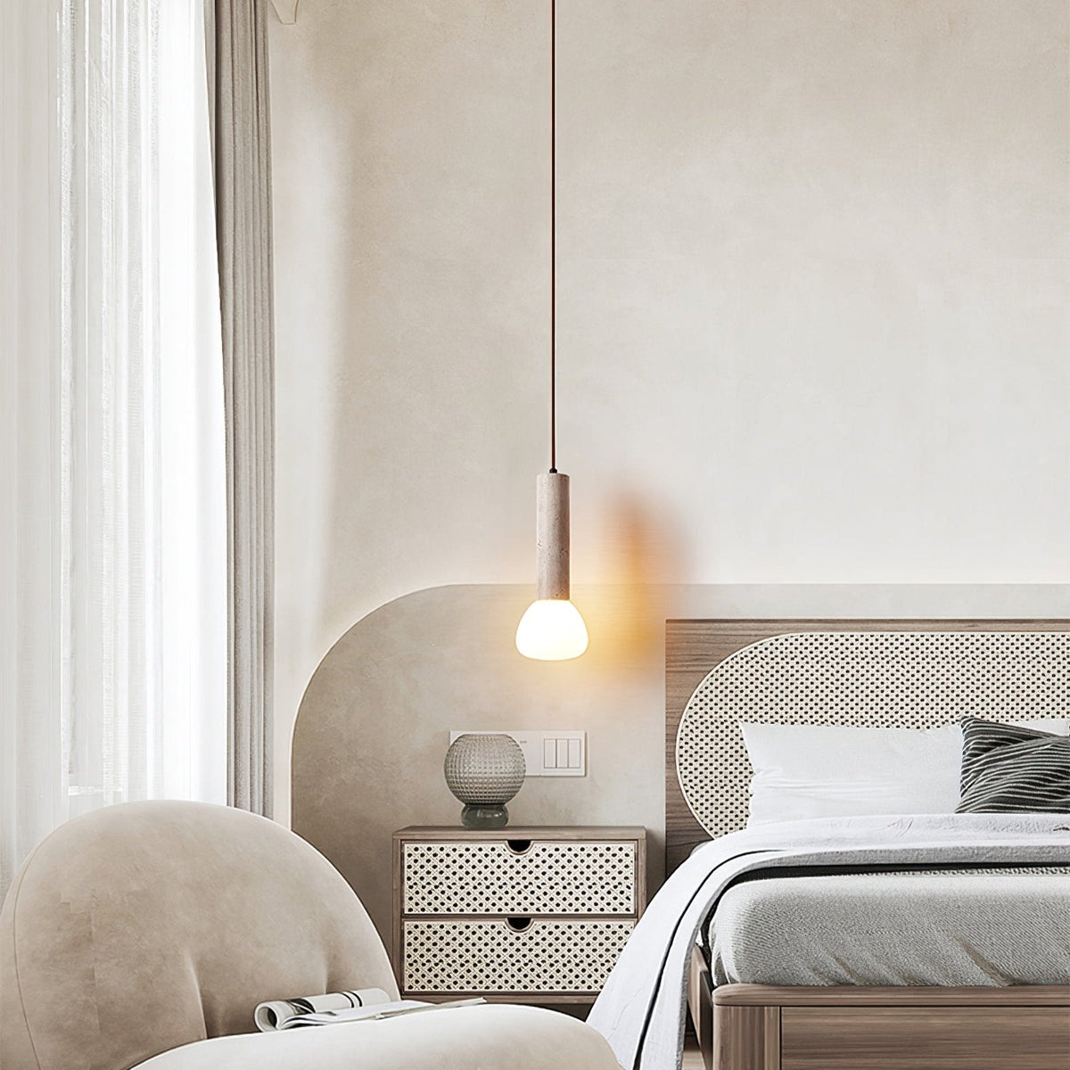 Cicaris Lampe Suspendue Minimaliste en Travertin - Neutralighting