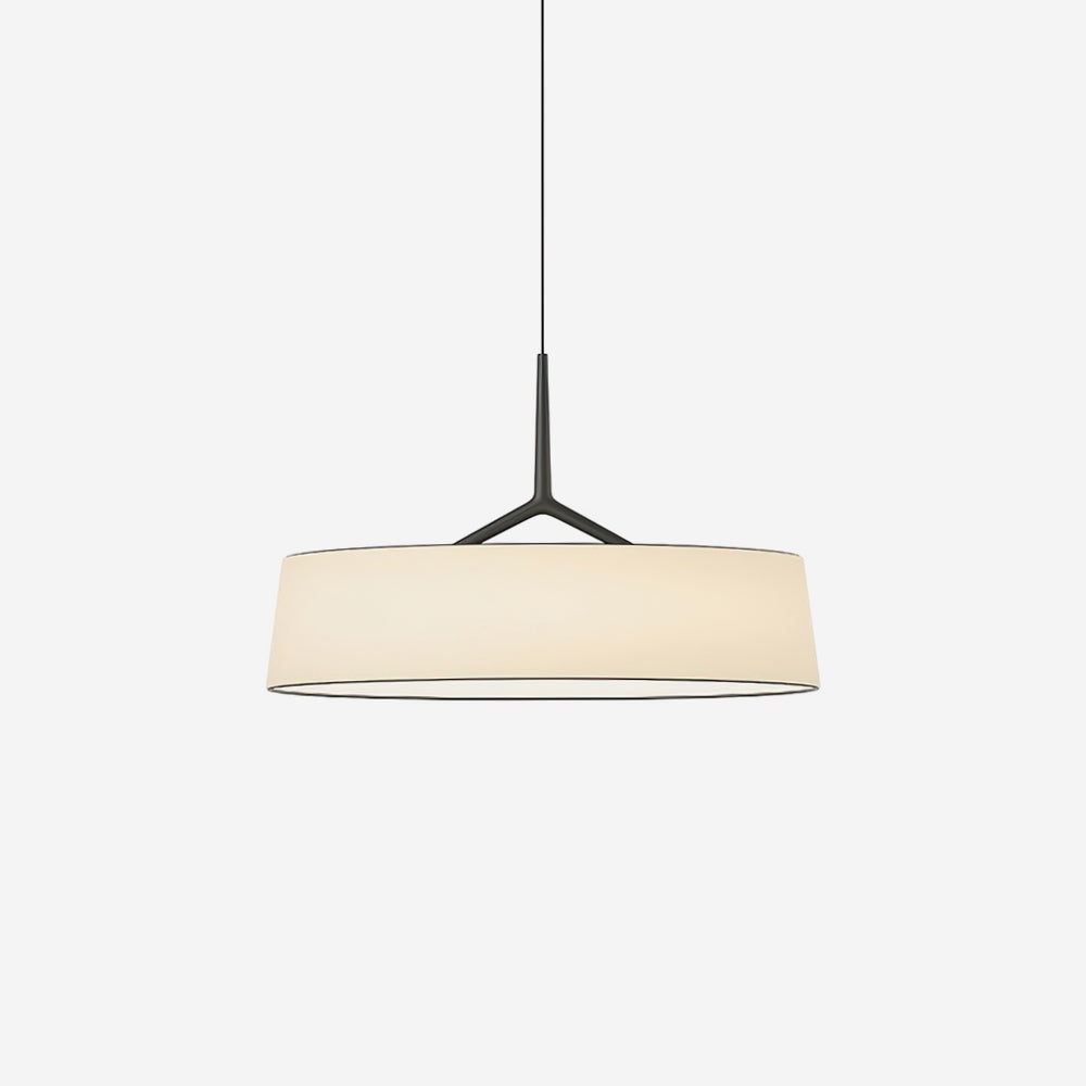 Virelli Lampe Pendante Abat-jour en Tissu Blanc Tambour Tige Noire Élégante Moderne - Neutralighting
