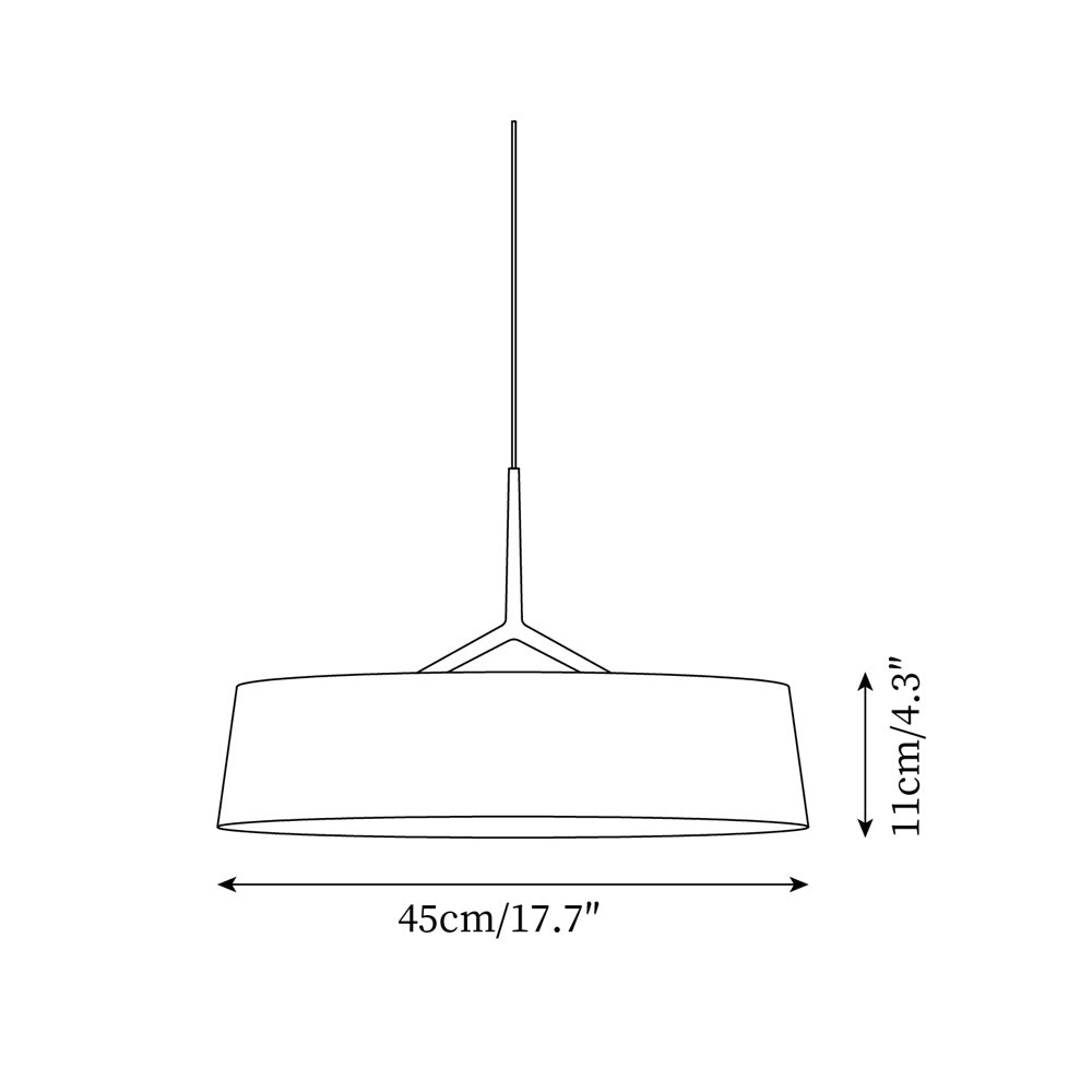 Virelli Lampe Pendante Abat-jour en Tissu Blanc Tambour Tige Noire Élégante Moderne - Neutralighting