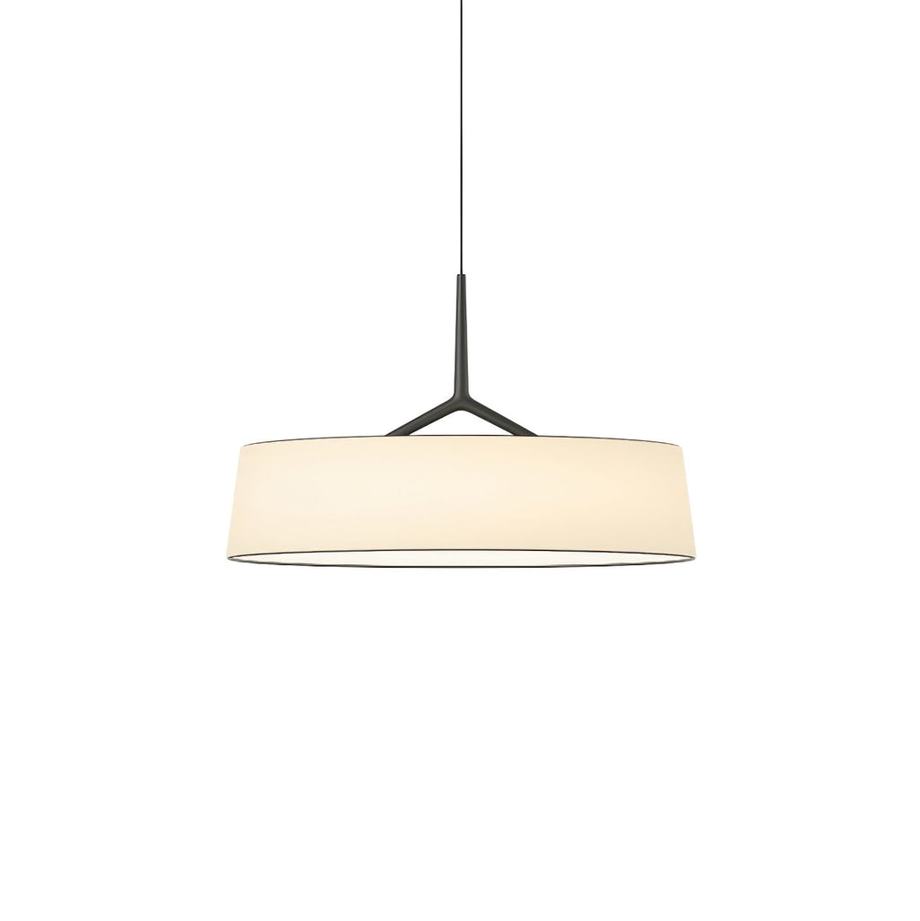 Virelli Lampe Pendante Abat-jour en Tissu Blanc Tambour Tige Noire Élégante Moderne - Neutralighting