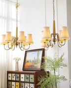 Faylin Lustre Vintage en Laiton avec Abat-jours Plissés - Neutralighting
