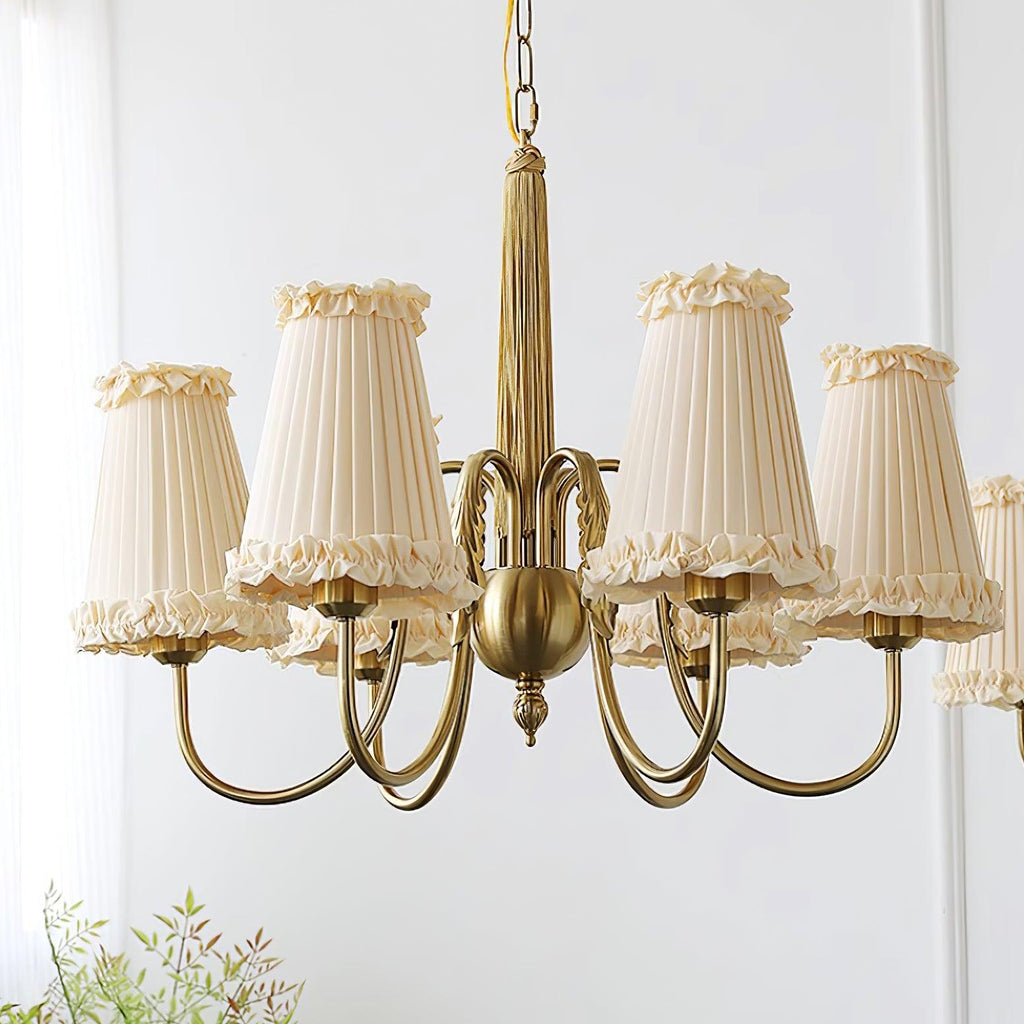 Faylin Lustre Vintage en Laiton avec Abat-jours Plissés - Neutralighting