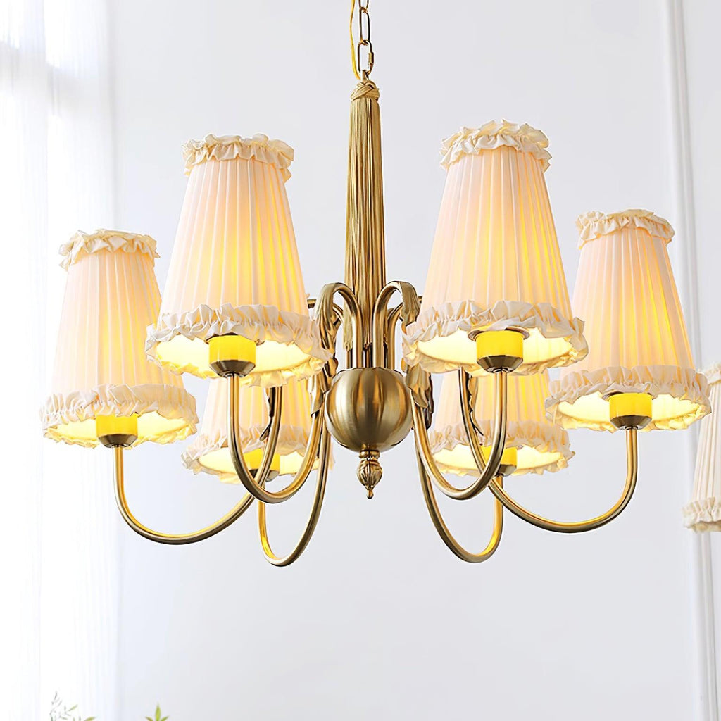 Faylin Lustre Vintage en Laiton avec Abat-jours Plissés - Neutralighting