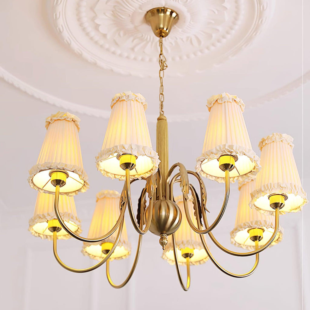 Faylin Lustre Vintage en Laiton avec Abat-jours Plissés - Neutralighting