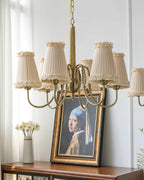 Faylin Lustre Vintage en Laiton avec Abat-jours Plissés - Neutralighting