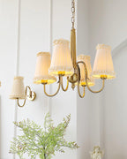 Faylin Lustre Vintage en Laiton avec Abat-jours Plissés - Neutralighting