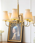 Faylin Lustre Vintage en Laiton avec Abat-jours Plissés - Neutralighting