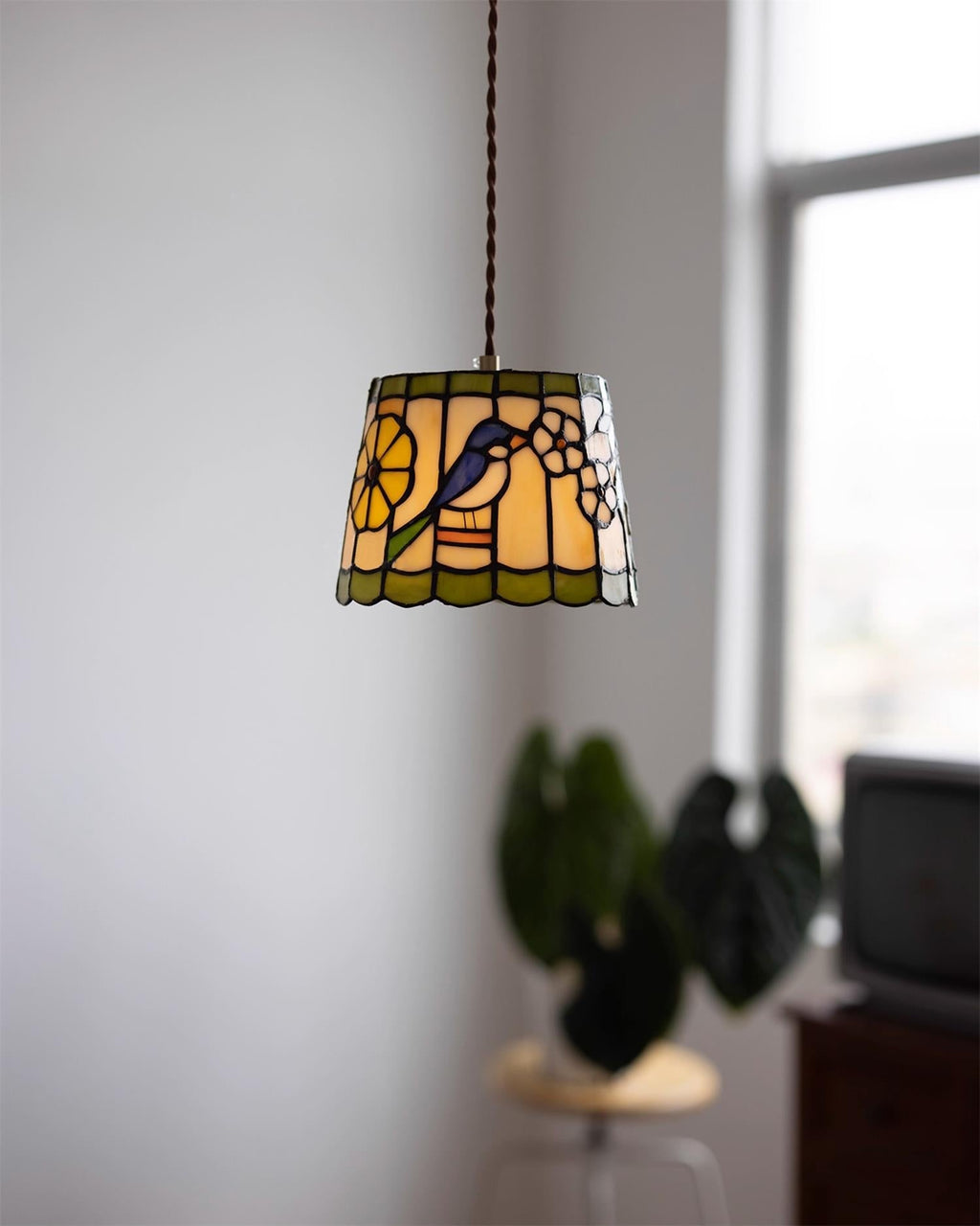 Tiffany Suspension Brid Blossom en Verre - Neutralighting