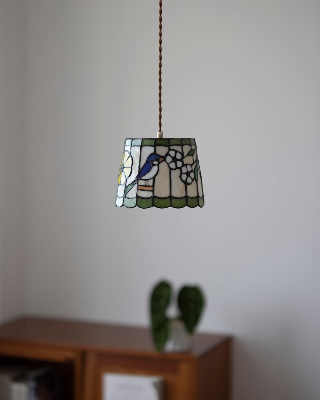 Tiffany Suspension Brid Blossom en Verre - Neutralighting