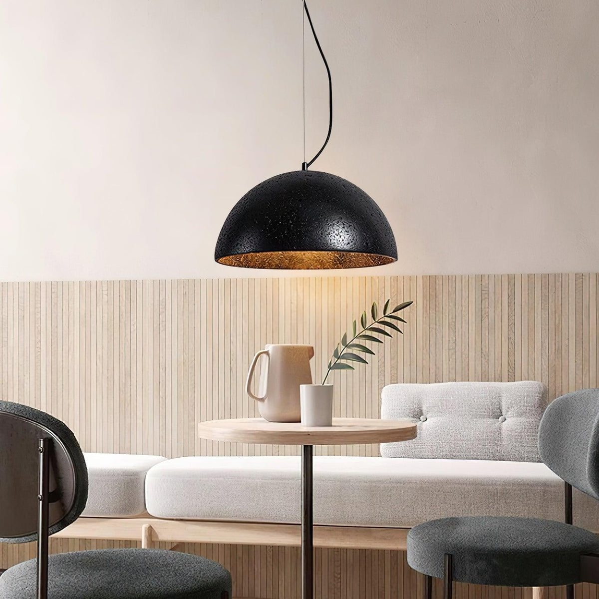 Virelli Lampe Pendante Abat-jour Dôme Travertin Chic Industriel Lueur Douce - Neutralighting