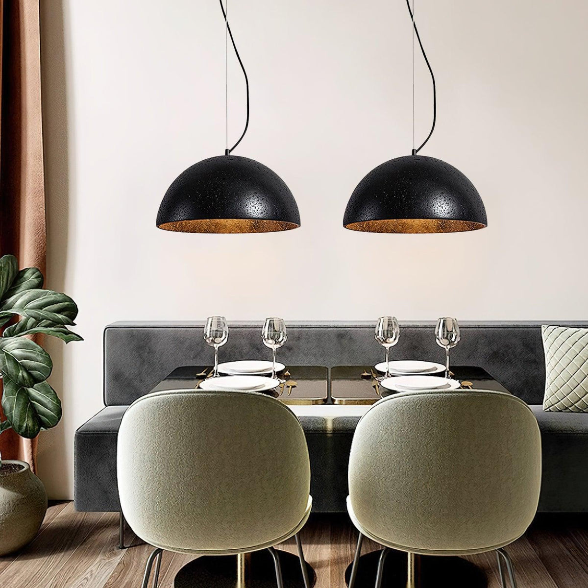 Virelli Lampe Pendante Abat-jour Dôme Travertin Chic Industriel Lueur Douce - Neutralighting