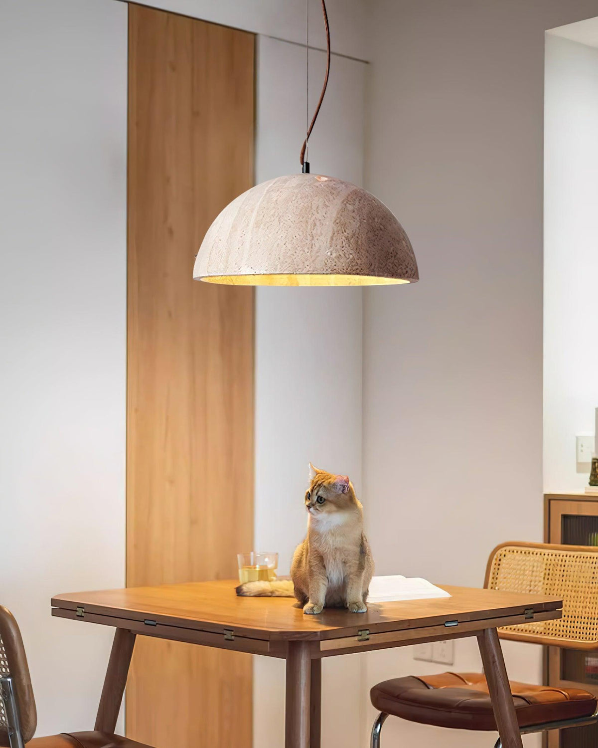 Virelli Lampe Pendante Abat-jour Dôme Travertin Chic Industriel Lueur Douce - Neutralighting