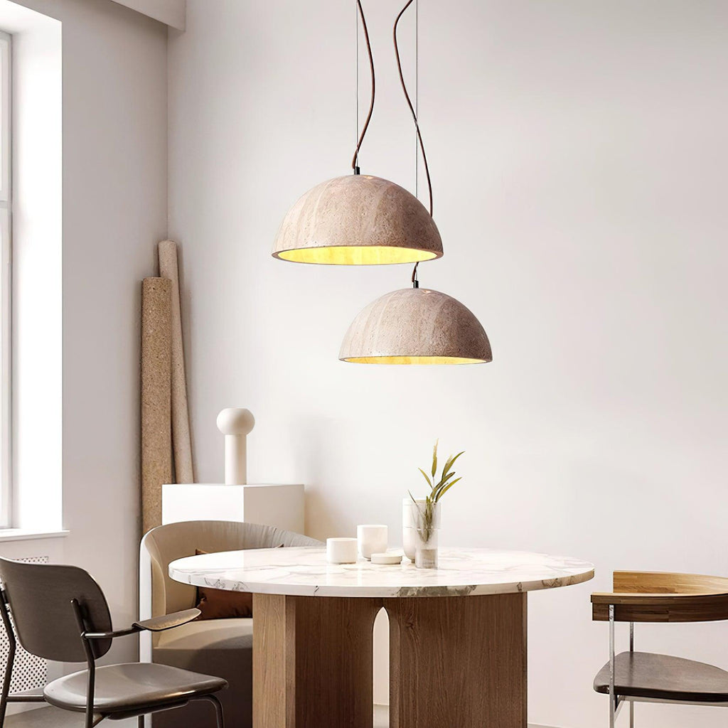 Virelli Lampe Pendante Abat-jour Dôme Travertin Chic Industriel Lueur Douce - Neutralighting