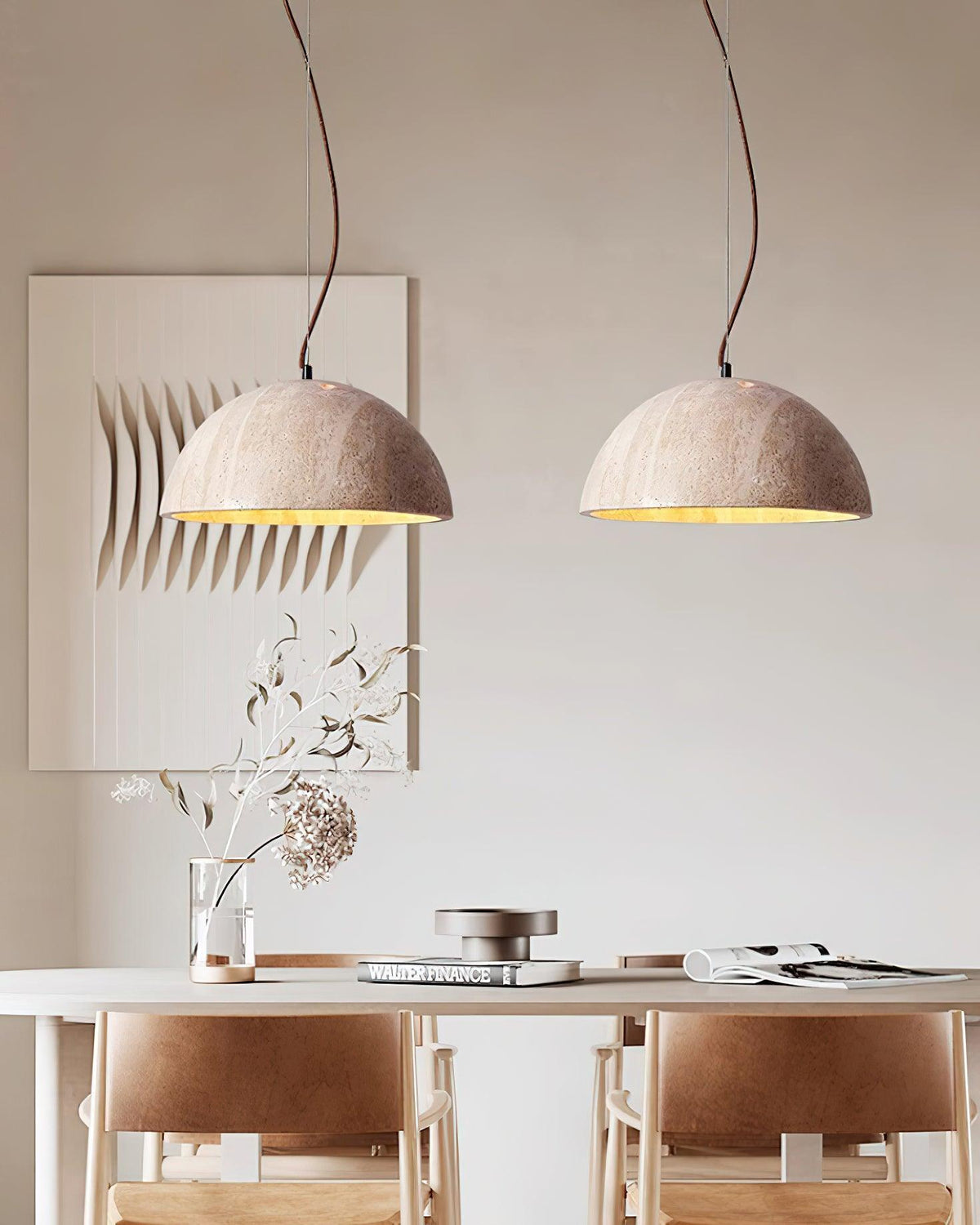 Virelli Lampe Pendante Abat-jour Dôme Travertin Chic Industriel Lueur Douce - Neutralighting