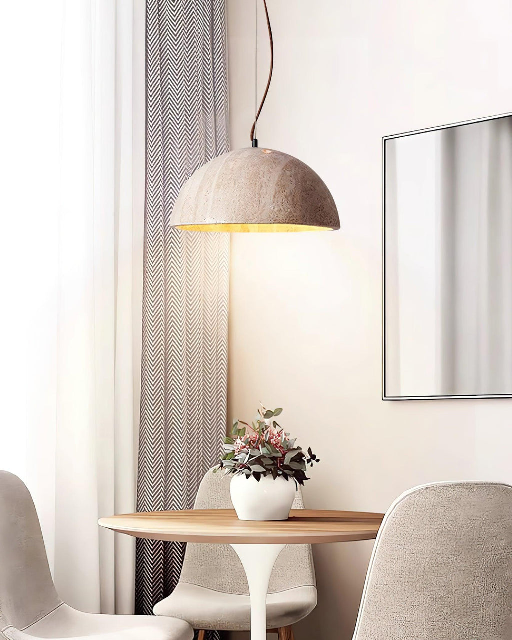 Virelli Lampe Pendante Abat-jour Dôme Travertin Chic Industriel Lueur Douce - Neutralighting