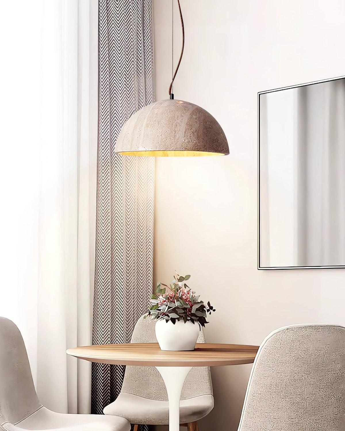Virelli Lampe Pendante Abat-jour Dôme Travertin Chic Industriel Lueur Douce - Neutralighting