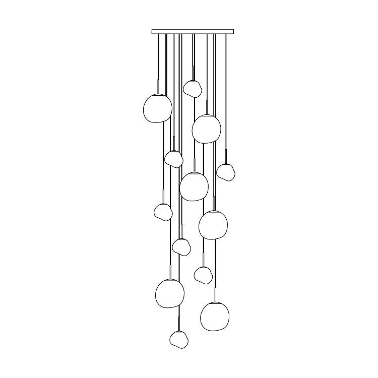 Solara Suspension en Verre Soufflé Cluster Irrégulier Sculptural - Neutralighting