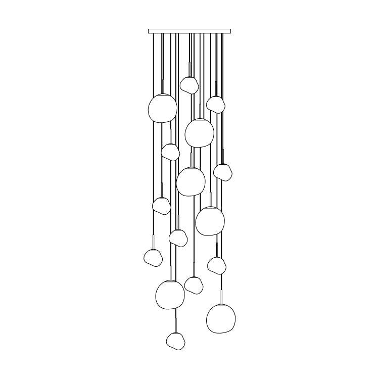 Solara Suspension en Verre Soufflé Cluster Irrégulier Sculptural - Neutralighting