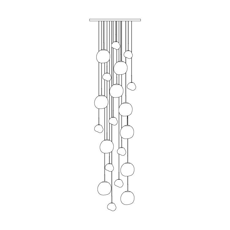 Solara Suspension en Verre Soufflé Cluster Irrégulier Sculptural - Neutralighting
