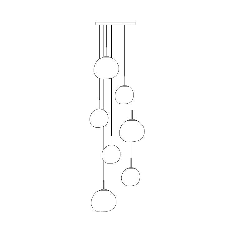 Solara Suspension en Verre Soufflé Cluster Irrégulier Sculptural - Neutralighting