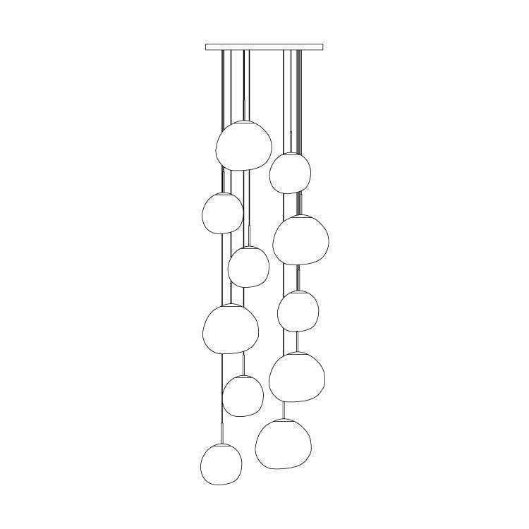 Solara Suspension en Verre Soufflé Cluster Irrégulier Sculptural - Neutralighting