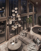 Solara Suspension en Verre Soufflé Cluster Irrégulier Sculptural - Neutralighting