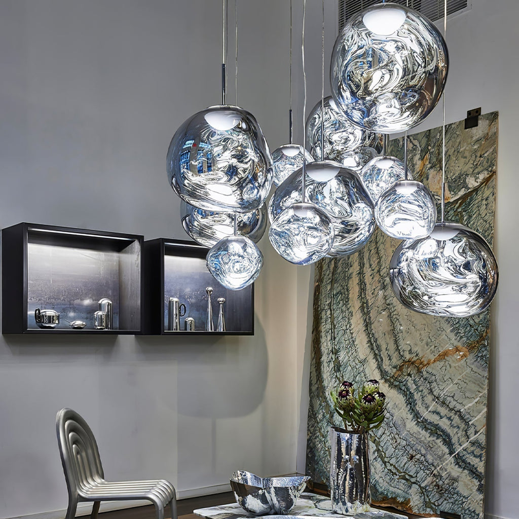 Solara Suspension en Verre Soufflé Cluster Irrégulier Sculptural - Neutralighting