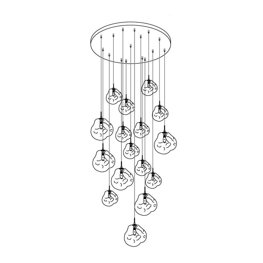 Solara Suspension en Verre Soufflé Cluster Irrégulier Sculptural - Neutralighting