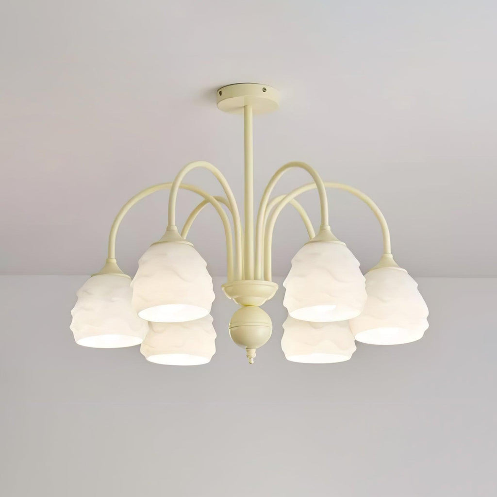 Lustra Chandelier Crème Glacée Fondante Verre Lacté - Neutralighting