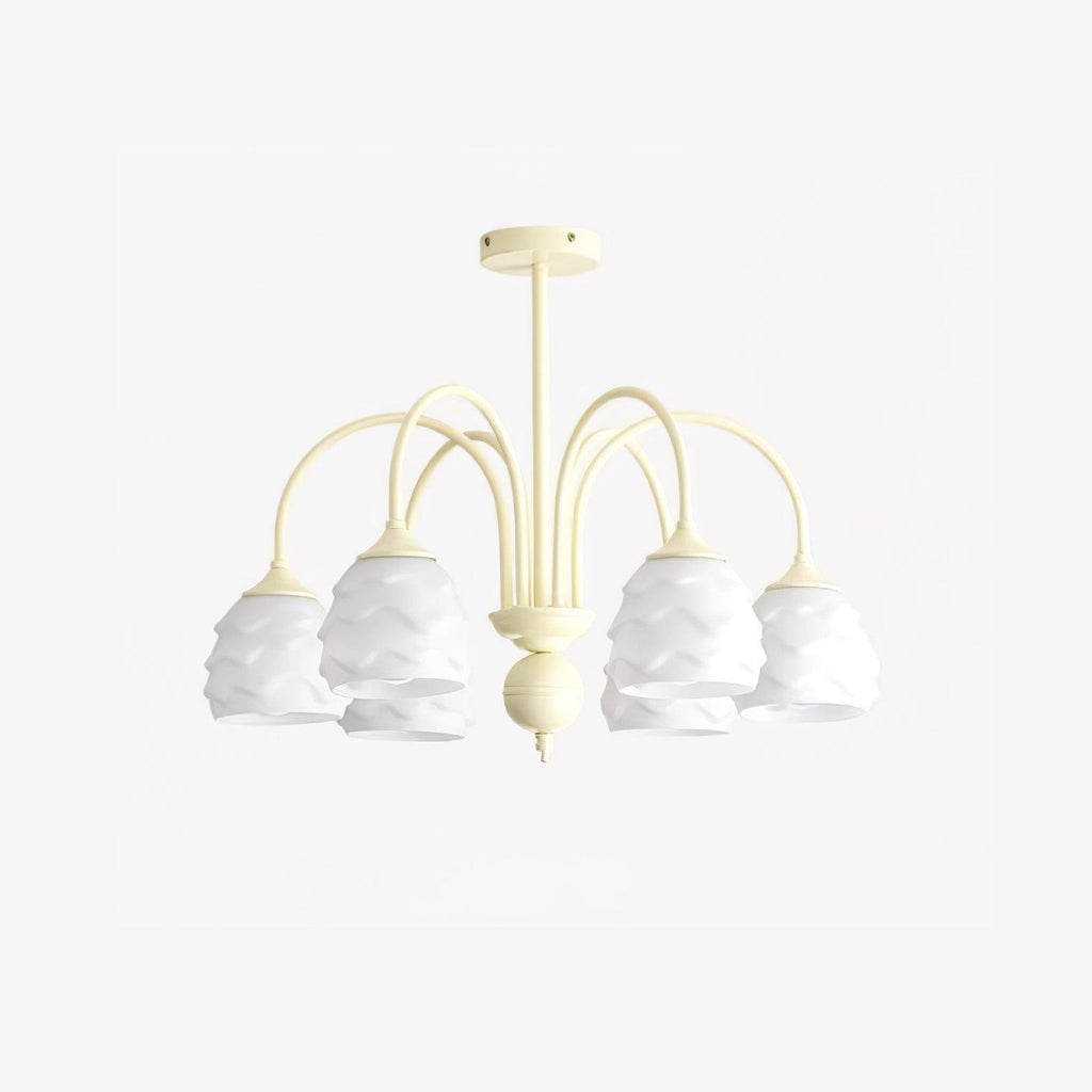 Lustra Chandelier Crème Glacée Fondante Verre Lacté - Neutralighting