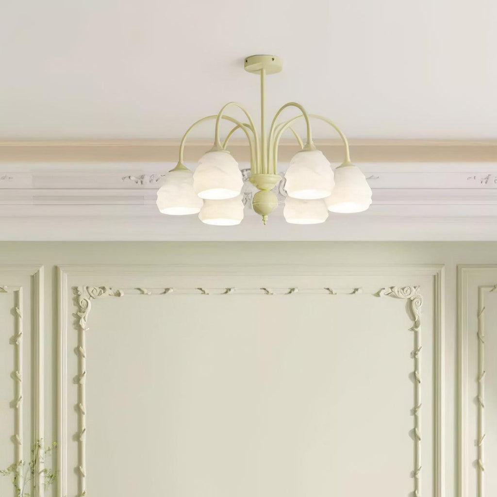 Lustra Chandelier Crème Glacée Fondante Verre Lacté - Neutralighting