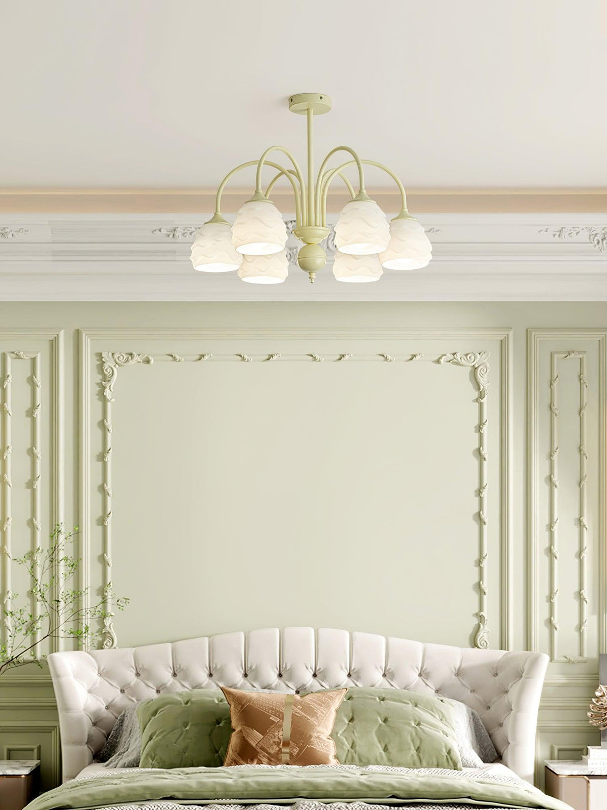Lustra Chandelier Crème Glacée Fondante Verre Lacté - Neutralighting