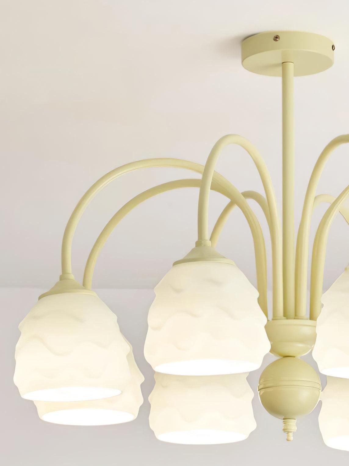 Lustra Chandelier Crème Glacée Fondante Verre Lacté - Neutralighting