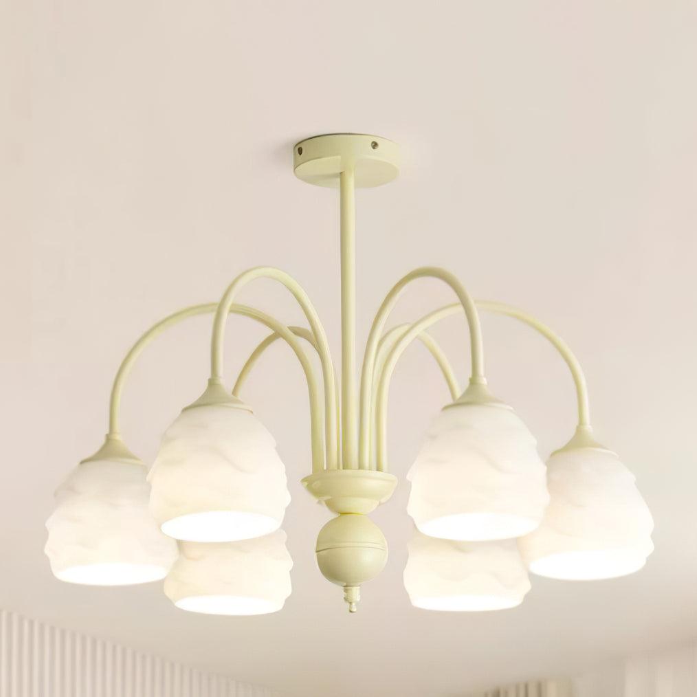 Lustra Chandelier Crème Glacée Fondante Verre Lacté - Neutralighting
