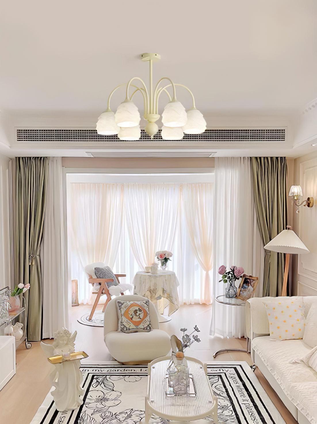 Lustra Chandelier Crème Glacée Fondante Verre Lacté - Neutralighting