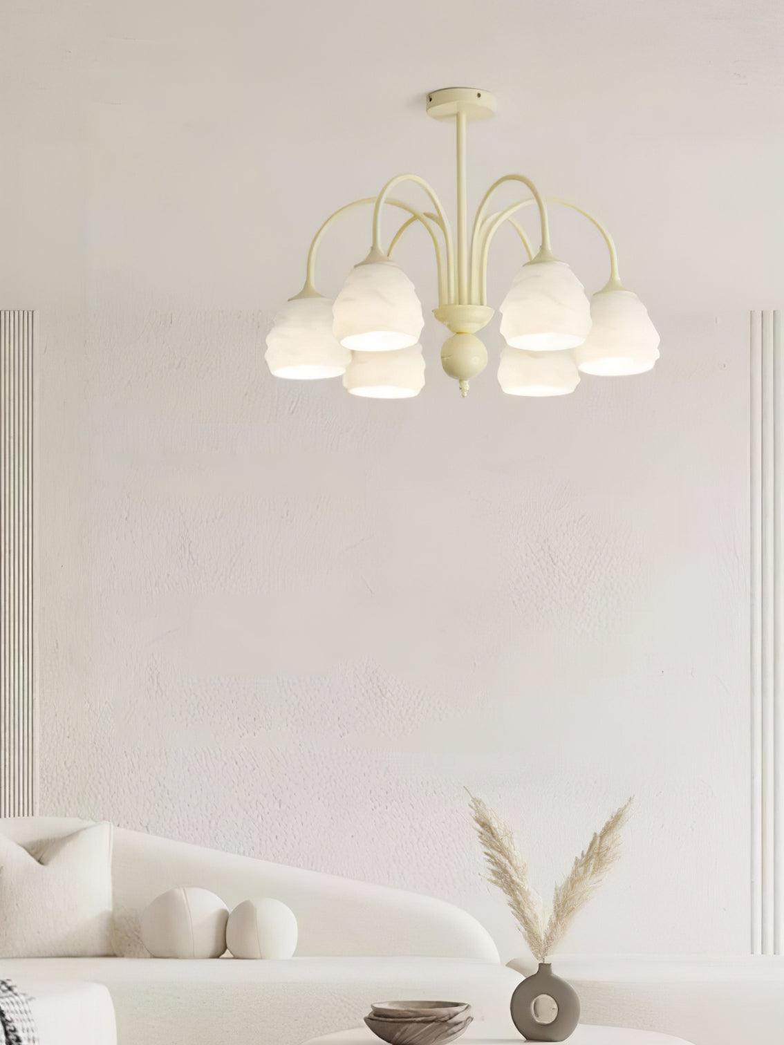 Lustra Chandelier Crème Glacée Fondante Verre Lacté - Neutralighting