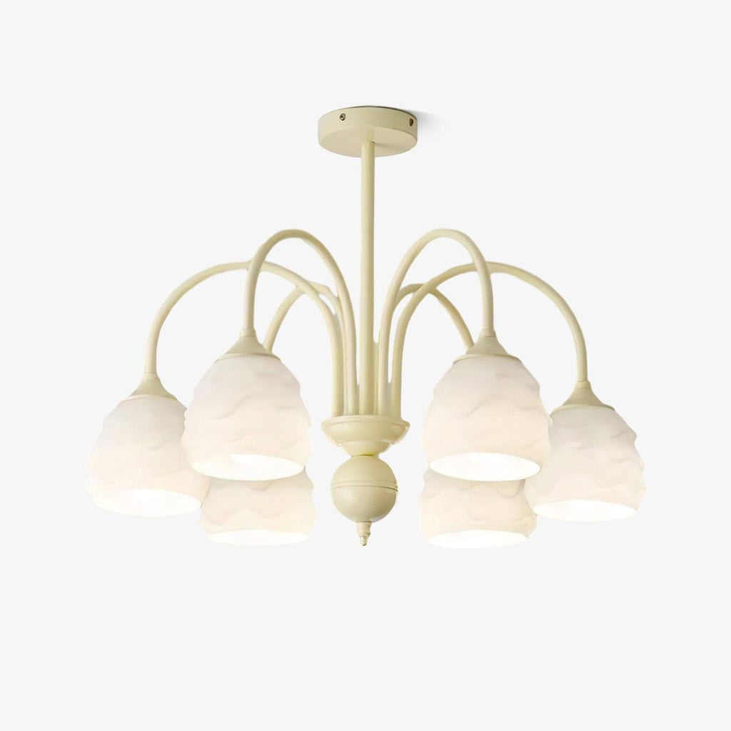 Lustra Chandelier Crème Glacée Fondante Verre Lacté - Neutralighting